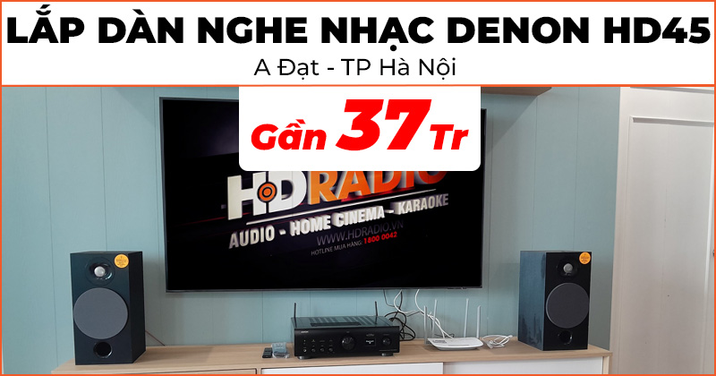 Lắp đặt Dàn âm thanh nghe nhạc mini cao cấp Denon HD45 trị giá gần 37 triệu đồng cho anh Đạt ở phường Khương Trung, quận Thanh Xuân, Hà Nội