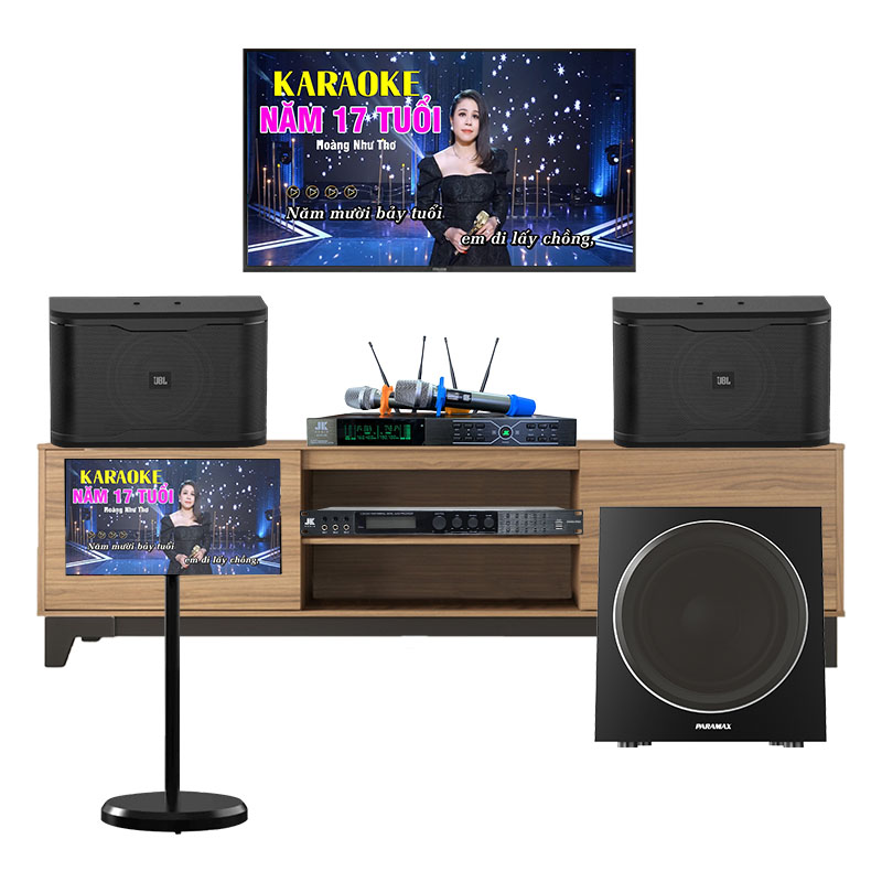 Dàn karaoke JBL GD96 (JBL RM210, JKaudio X3000 Pro, Tomko GoWithMe P2152J-MA, Paramax SW-1800, JKAudio B3 Plus)