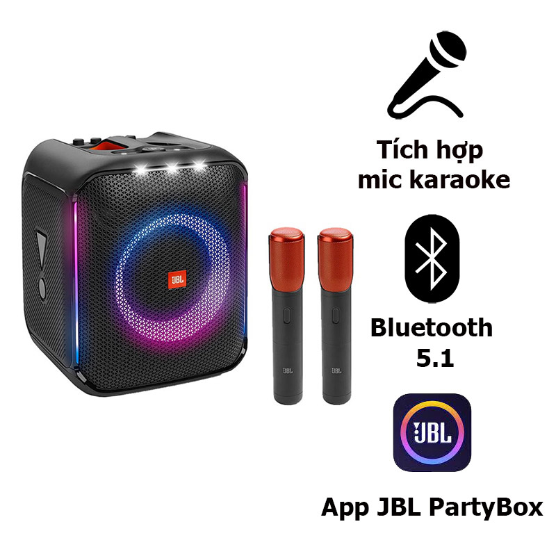 Loa JBL PartyBox Encore 2 Micro Chính Hãng, Pin 10h, Công Suất 100W, IPX4, Bluetooth, AUX, USB, TWS