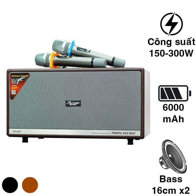 Loa Acrowin SA610, Bass 16cm, 300W, Bluetooth, Optical, Livestream